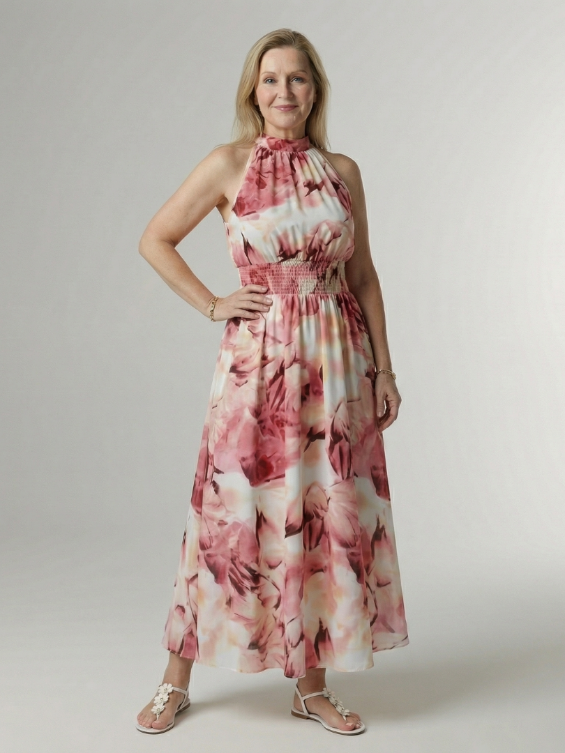 Women’s Gathered Halter Midi Dress