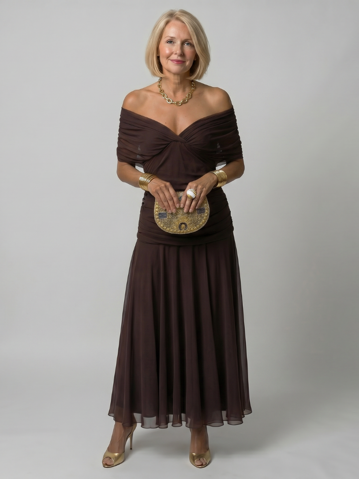 Women’s Off-Shoulder Midi Cocktail Dress