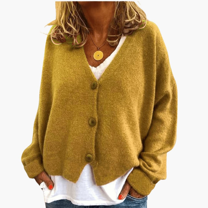 Women’s V Neck Button Front Knit Cardigan