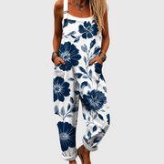 Women’s Indigo Floral Print Bib Overalls