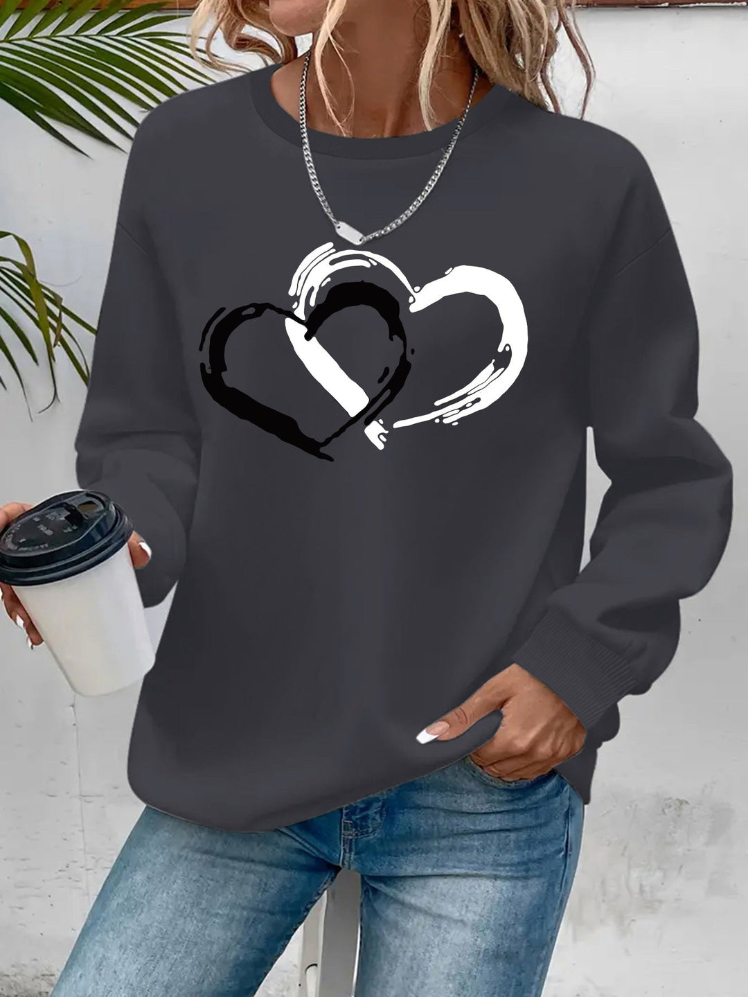 Women’s Heart Pattern Knit Pullover Sweater