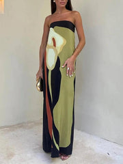 Women’s Strapless Printed Maxi Dress