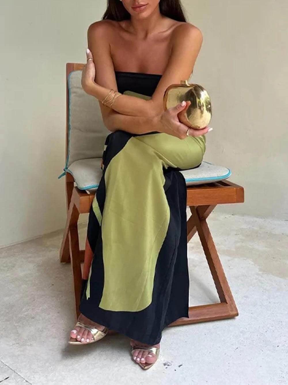 Women’s Strapless Printed Maxi Dress