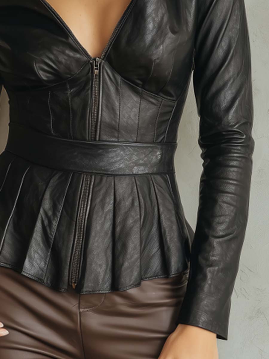 Women’s Retro Peplum Biker Jacket
