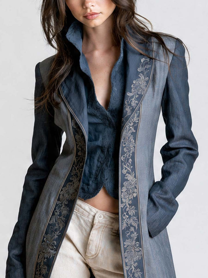 Women’s Vintage Floral Print Peter Pan Collar Blazer