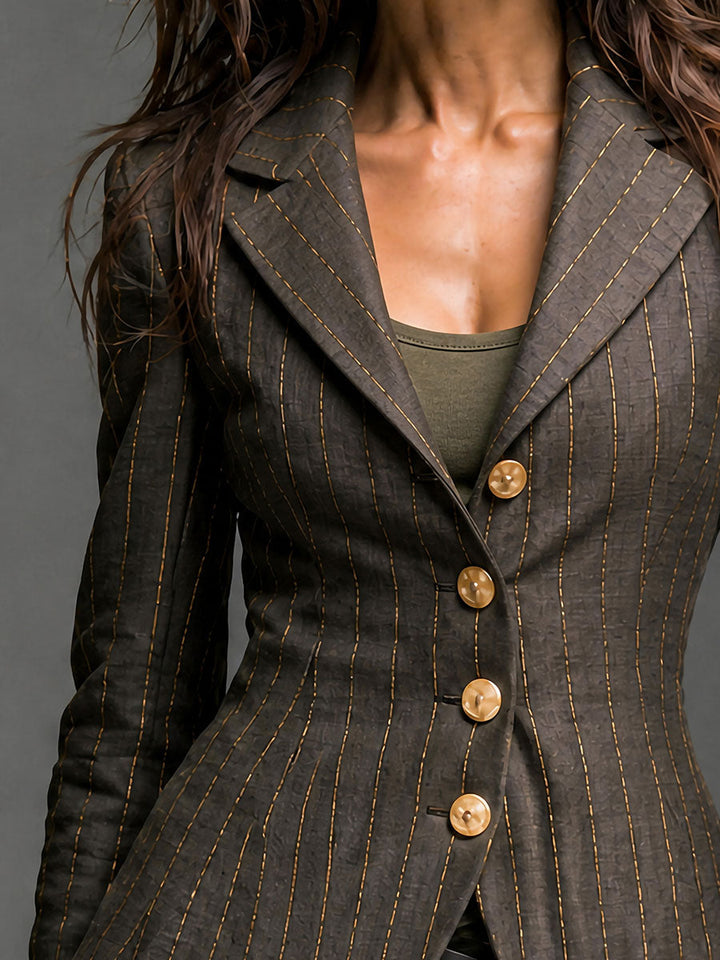 Women’s Charcoal Pinstripe Tailored Blazer