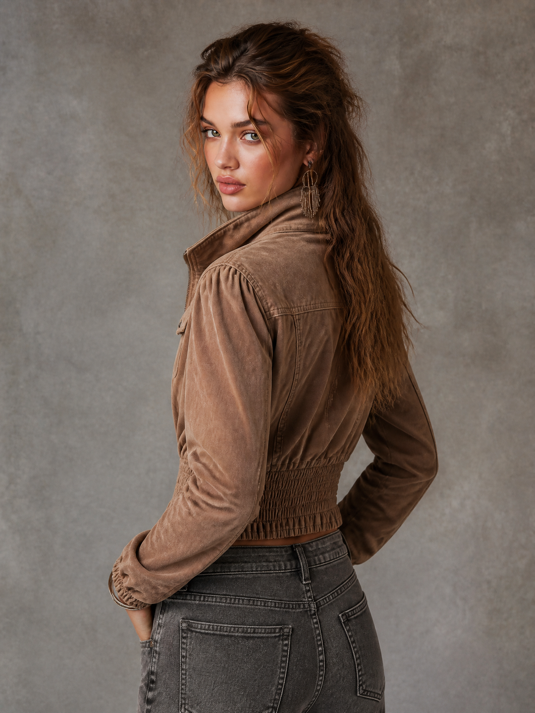 Women’s Vintage Cropped Zip-Up Jacket