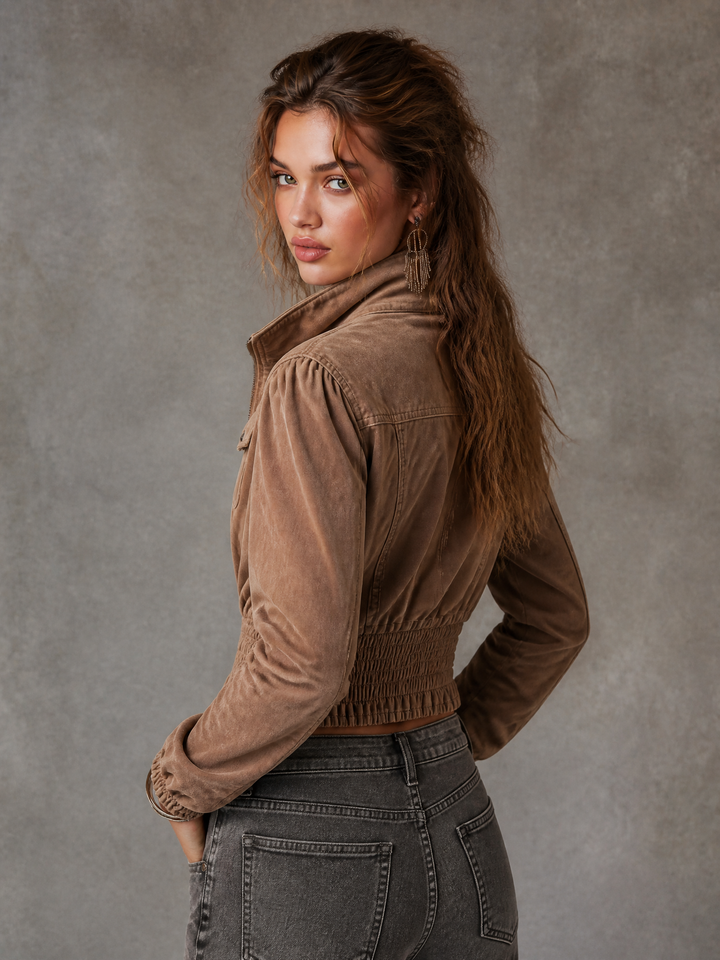 Women’s Vintage Cropped Zip-Up Jacket
