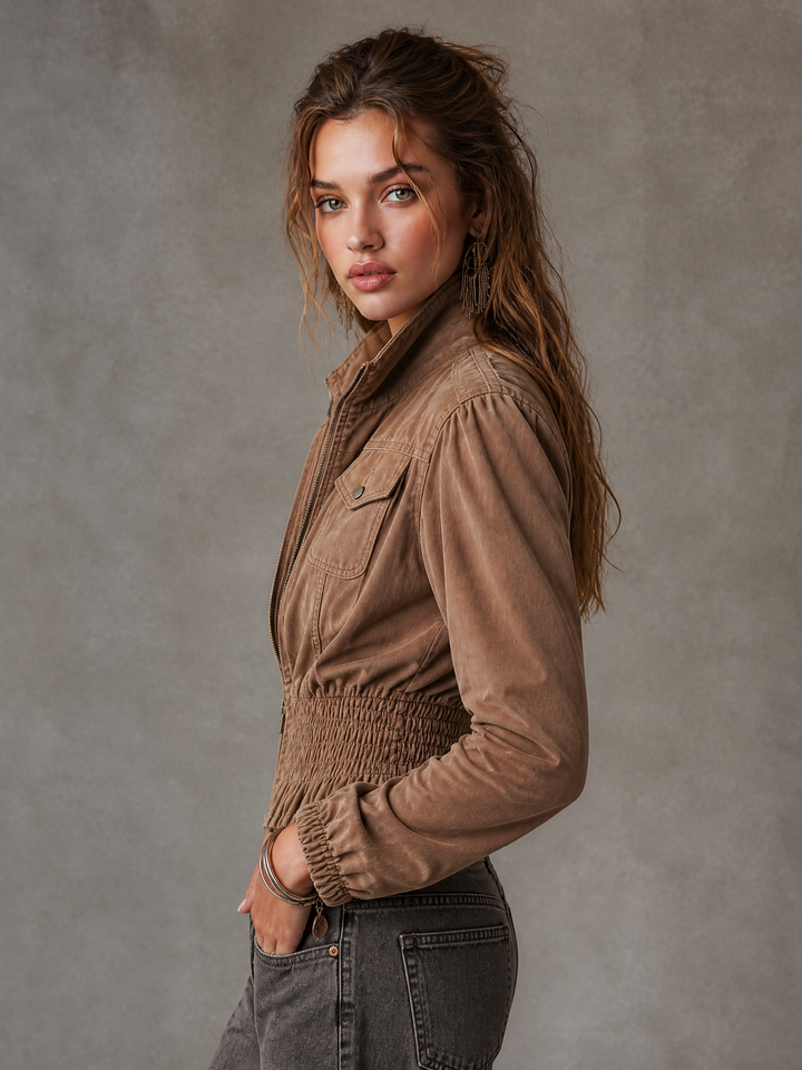 Women’s Vintage Cropped Zip-Up Jacket