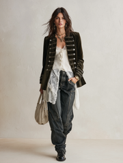 Women’s Military Double-Breasted Button-Detail Jacket