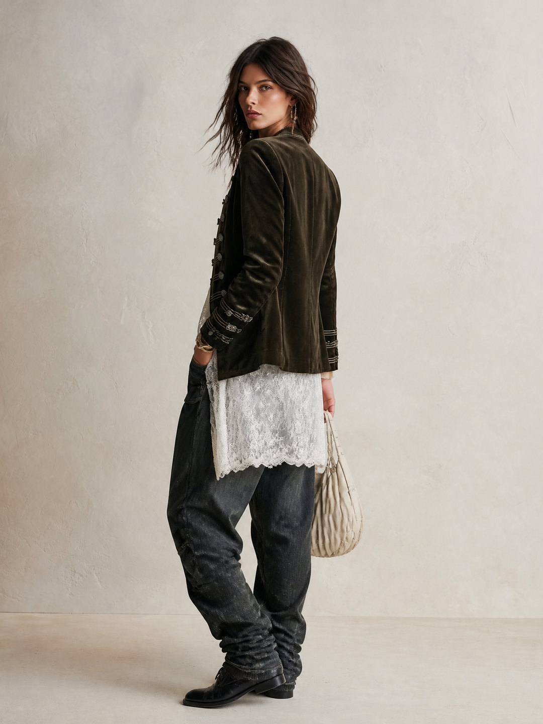 Women’s Military Double-Breasted Button-Detail Jacket