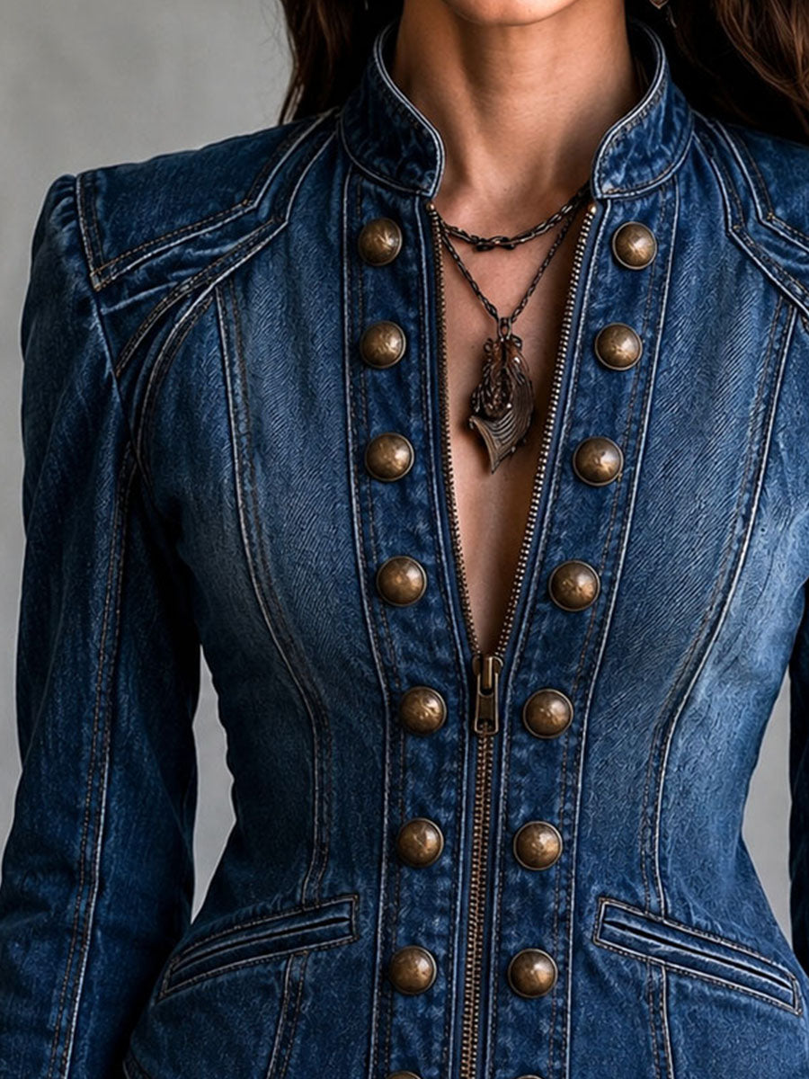 Women’s Vintage Western Slim Fit Zip Front Blazer