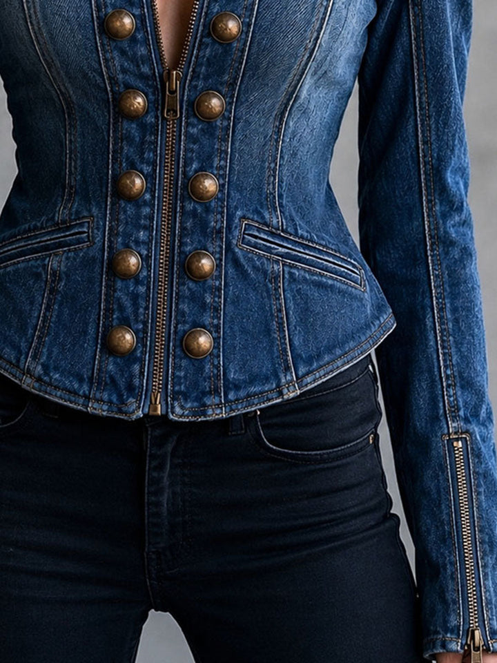 Women’s Vintage Western Slim Fit Zip Front Blazer