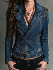 Women’s Vintage Distressed Biker Jacket