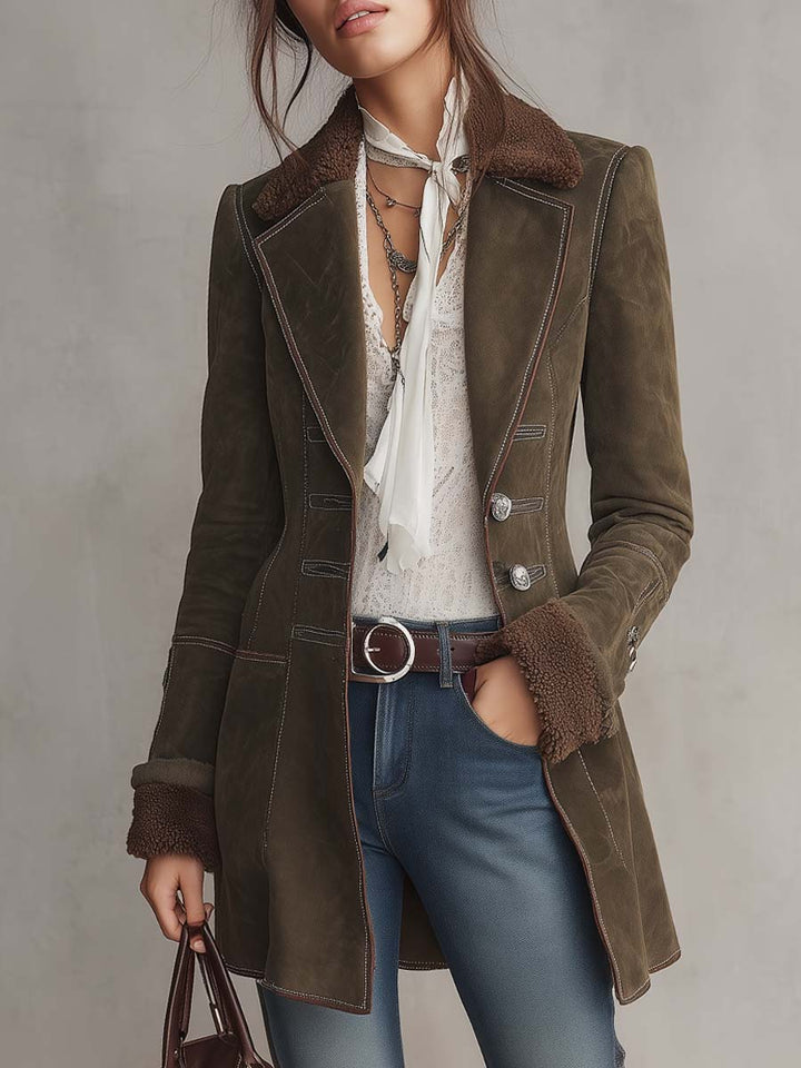 Women’s Vintage Contrast Trim Longline Blazer