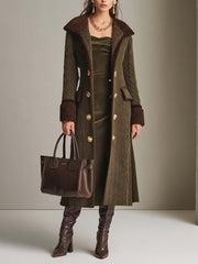 Women’s Vintage Double-Breasted Cable Knit Long Coat
