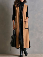 Women’s Western Whipstitch Sleeveless Black Coat