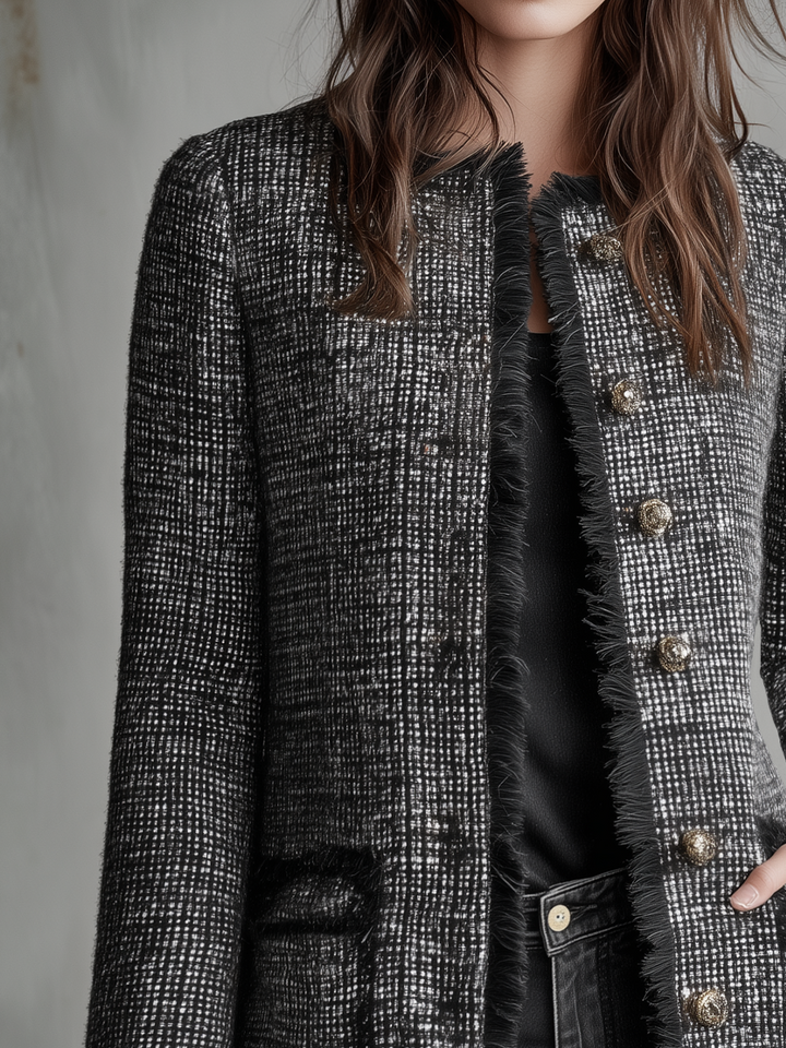 Women’s Black Fringe-Trim Coat