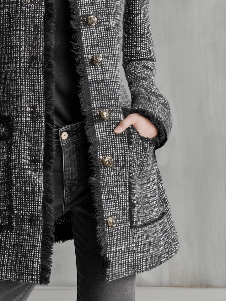 Women’s Black Fringe-Trim Coat