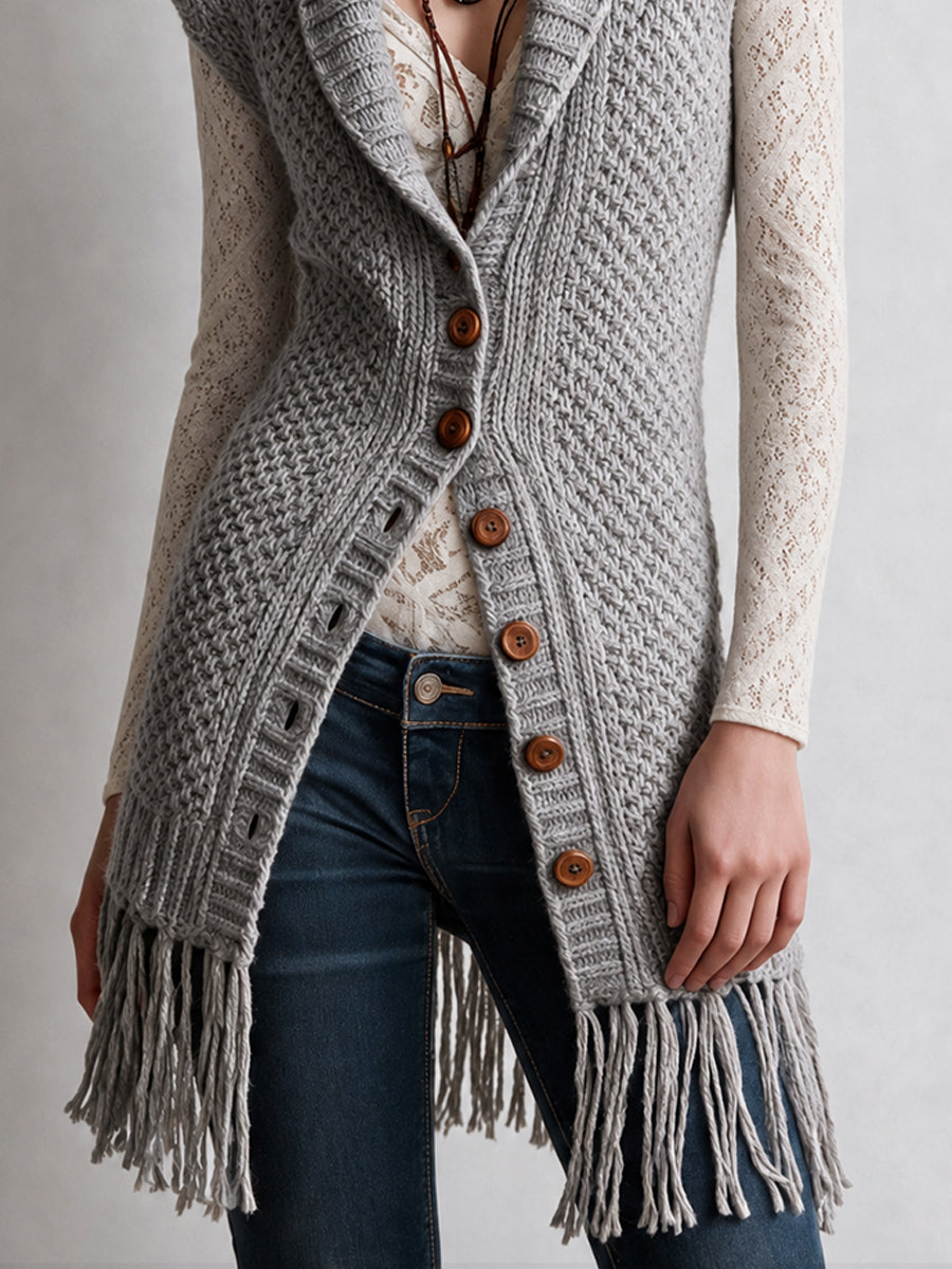 Women’s Boho Fringe Open Front Vest