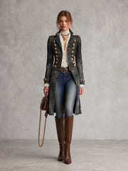 Women’s Military Gold Button Longline Coat