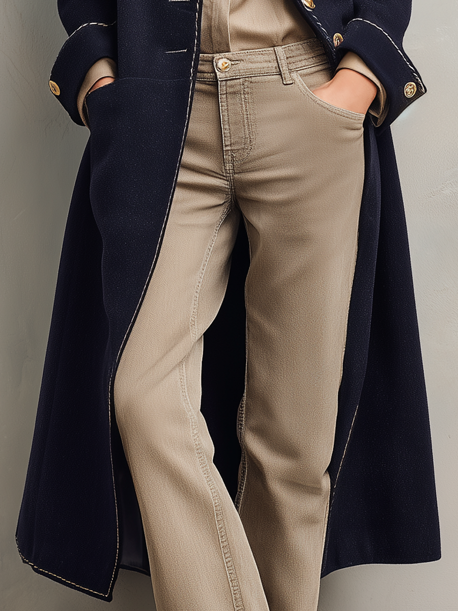 Women’s Navy Military Double Breasted Long Coat