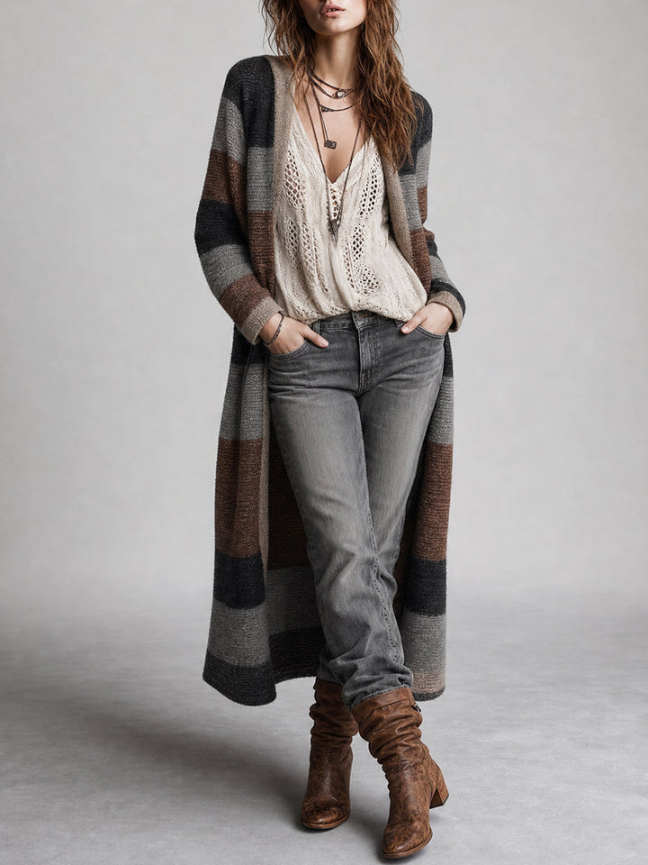 Desert Nomad Striped Duster Cardigan