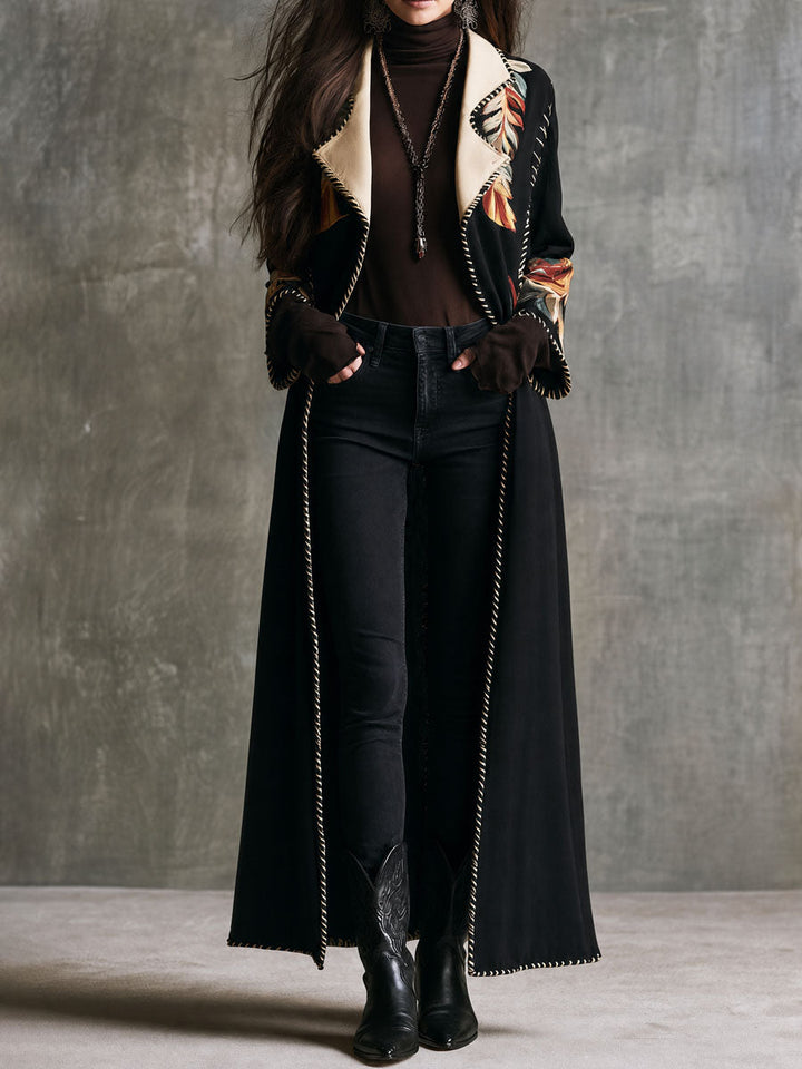 Women’s Black Boho Floral Duster Jacket