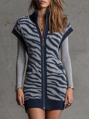 Indigo Nomad Zebra-Knit Vest