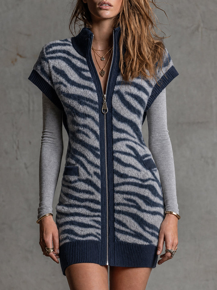 Indigo Nomad Zebra-Knit Vest