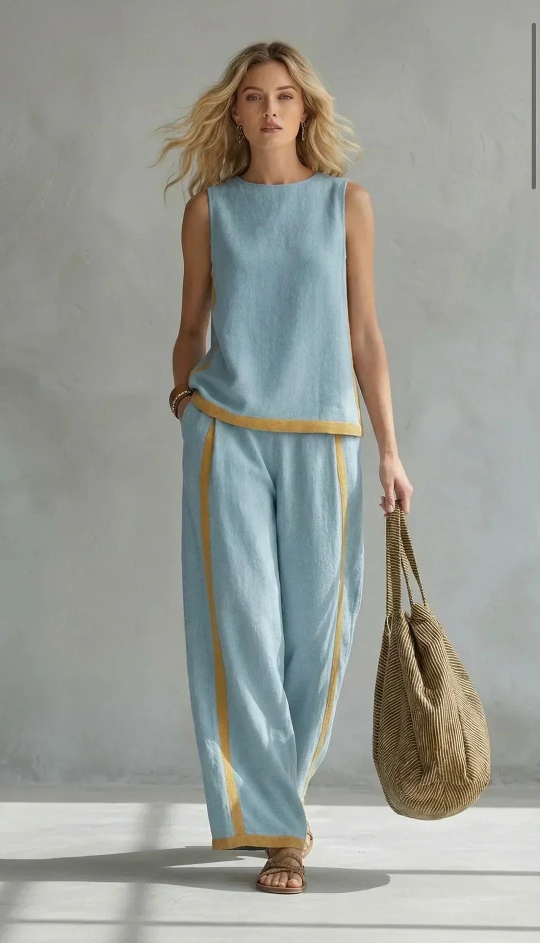 Women’s Two-Tone Tailored Two-Piece Vest And Pants Set