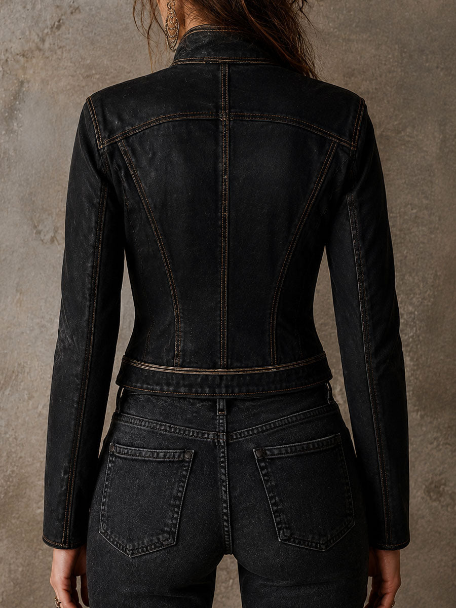 Women’s Vintage Military Gold-Trim Jacket
