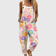 Women’s Pastel Floral Wide Leg Overalls