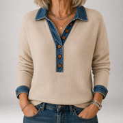 Women’s Contrast Collar Ribbed Polo Sweater