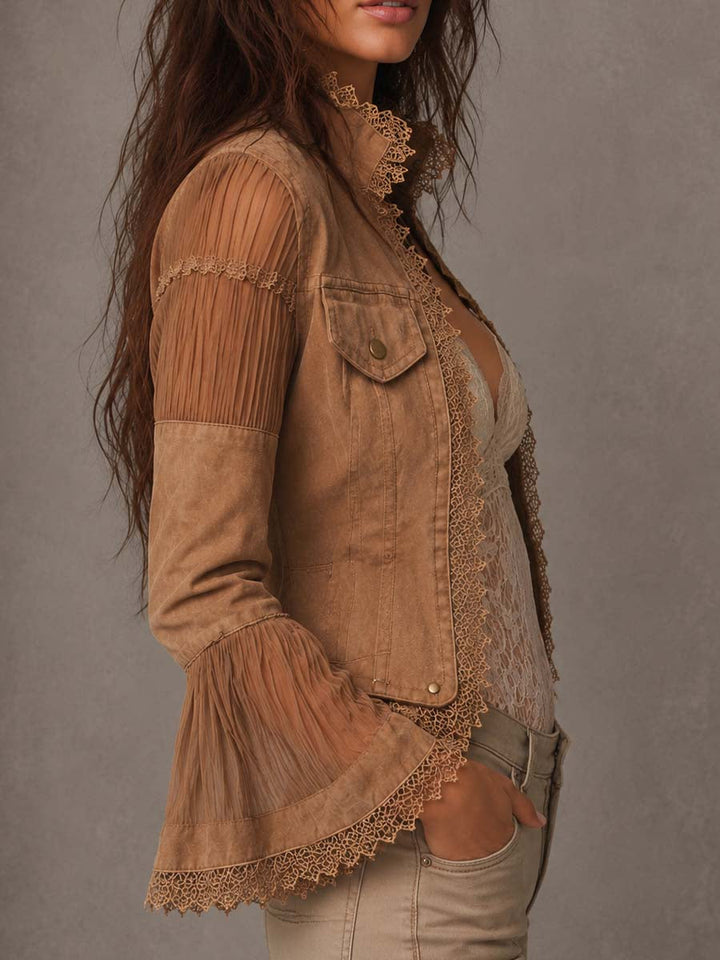 Women’s Boho Vintage Sheer Patchwork Jacket