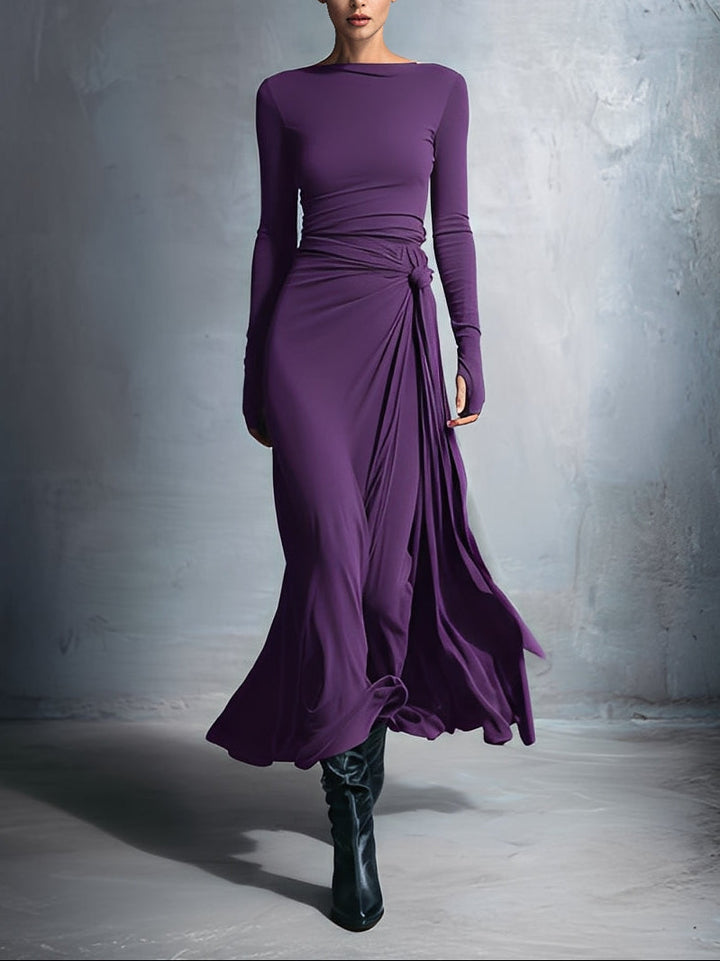 Women’s Side Knot Tie Waist Maxi Dress