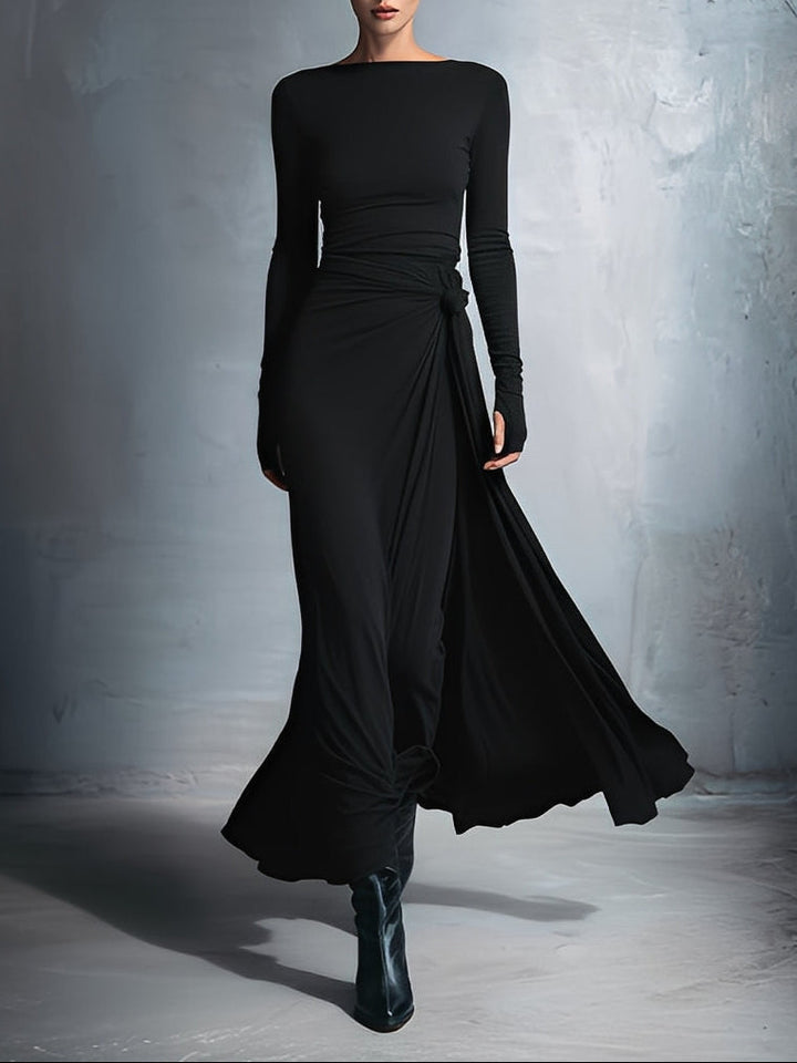Women’s Side Knot Tie Waist Maxi Dress
