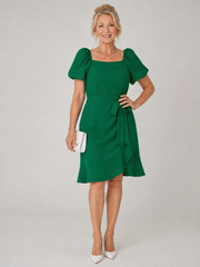 Women’s Short Puff Sleeve Side Tie Mini Dress
