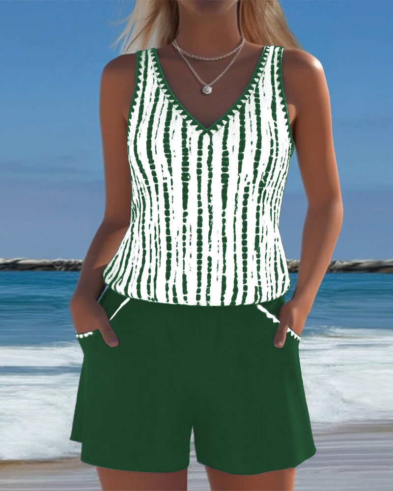 Women’s Two-Piece Swim Shorts Tankini Set