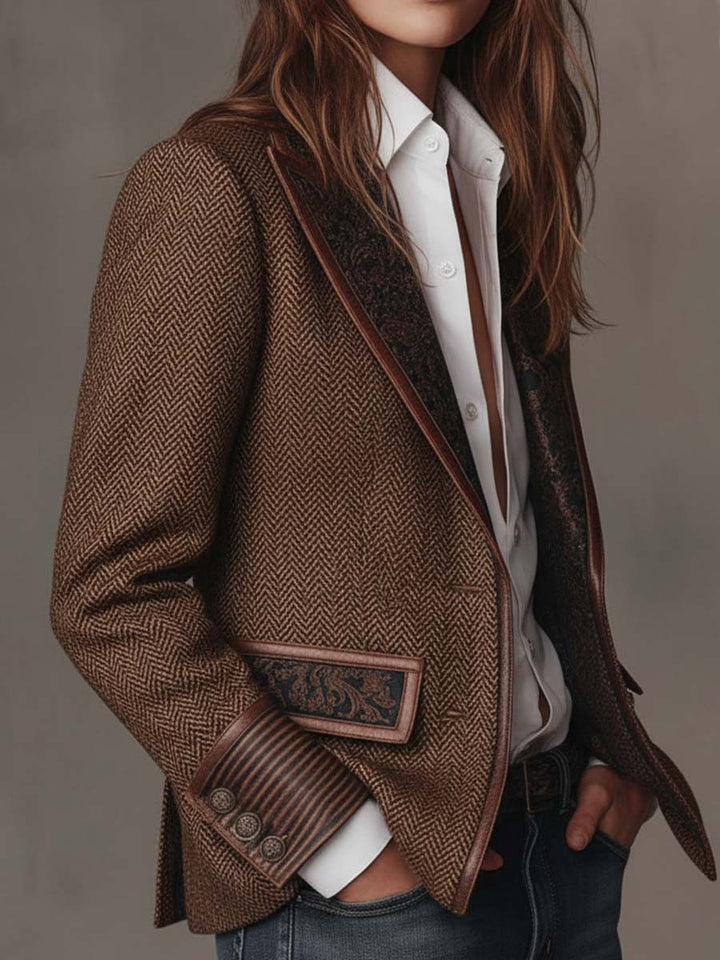 Men’s Herringbone Printed Panel Blazer