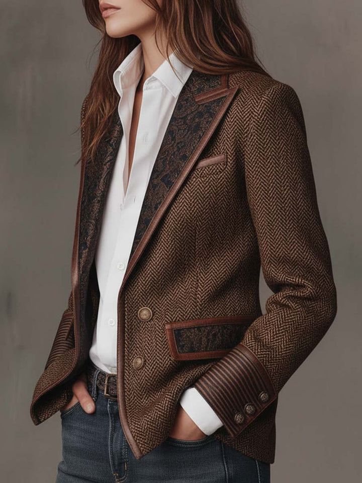 Men’s Herringbone Printed Panel Blazer