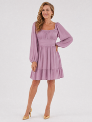 Women’s Long Sleeve Ruffle Hem Knee Length Dress