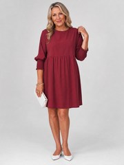 Women’s Long Sleeve Smocked Cuffs Mini Dress