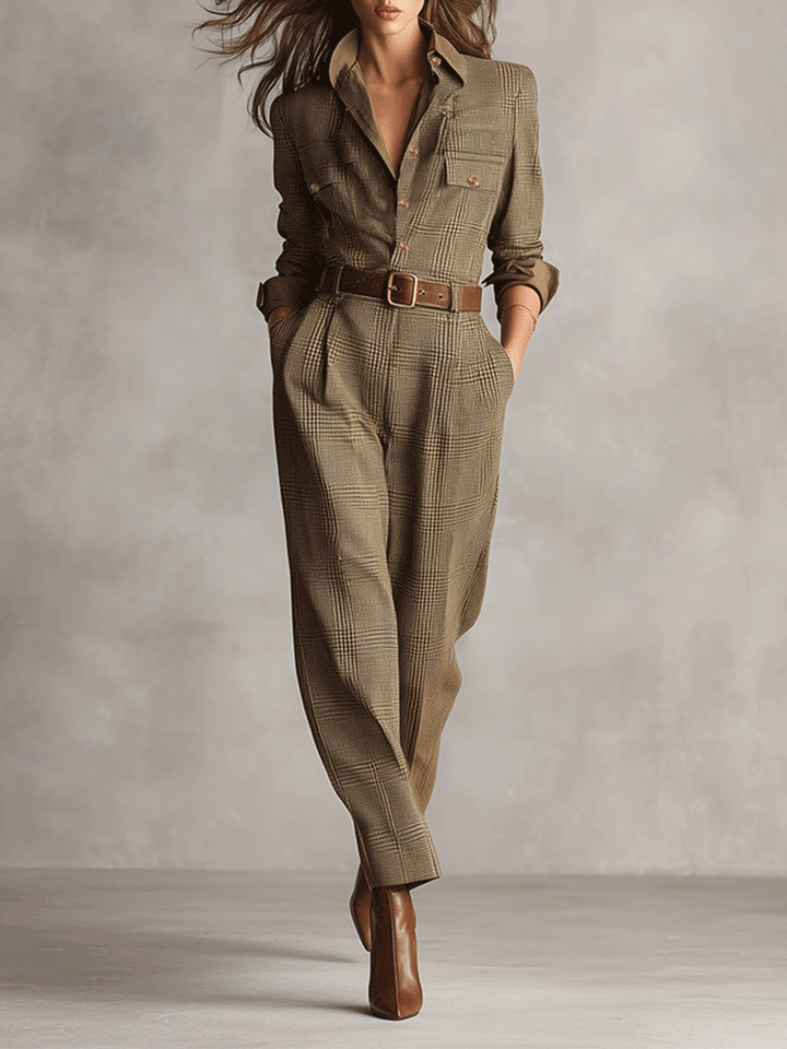 Women’s Tailored Brown Jumpsuit