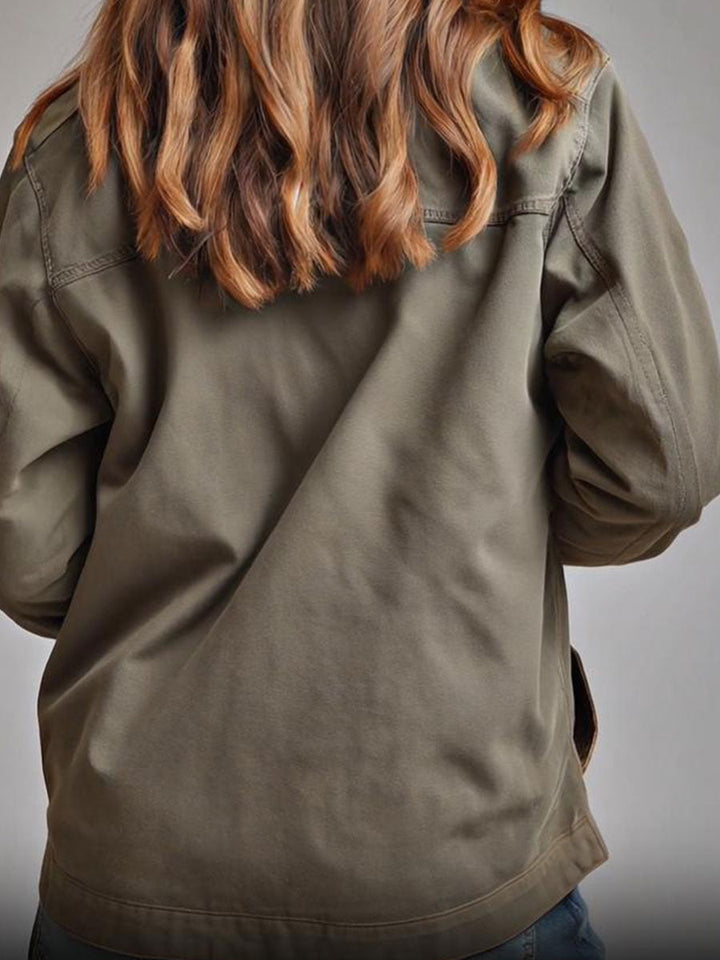 Women’s Retro Stand Collar Slanted Placket Jacket