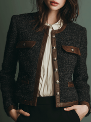 Women’s Vintage Inspired Contrast Trim Textured Jacket