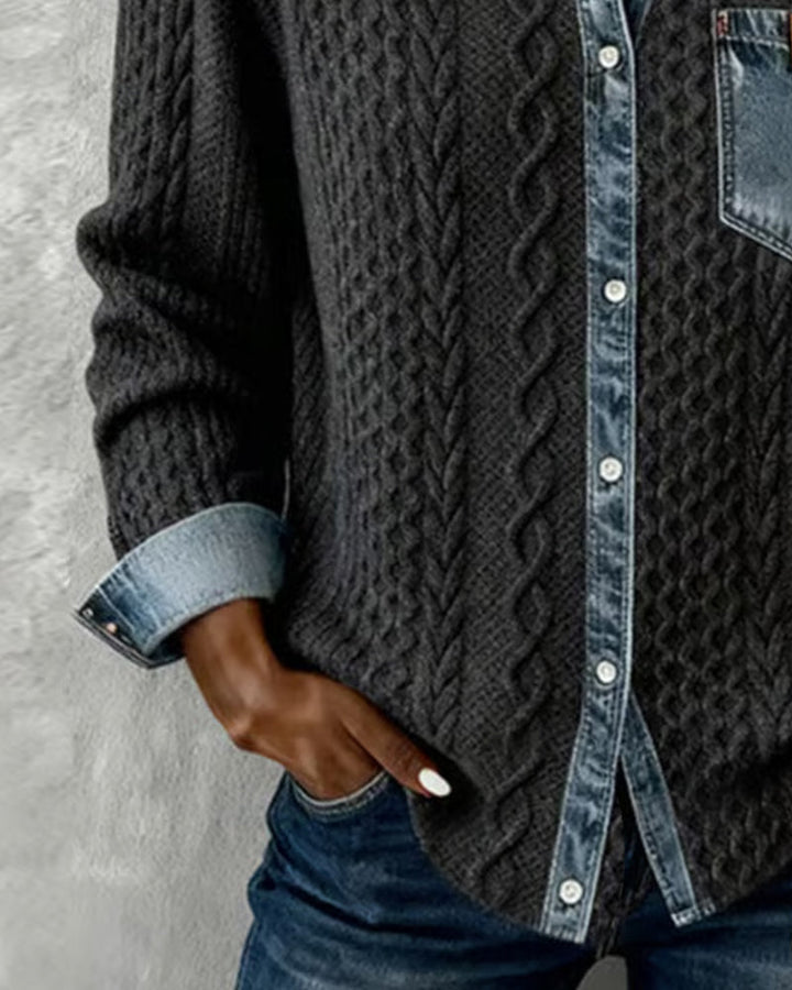 Women’s Soft Patchwork Button Up Shirt