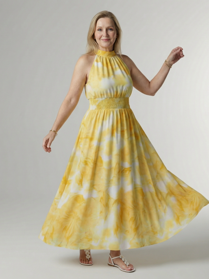 Women’s Gathered Halter Midi Dress
