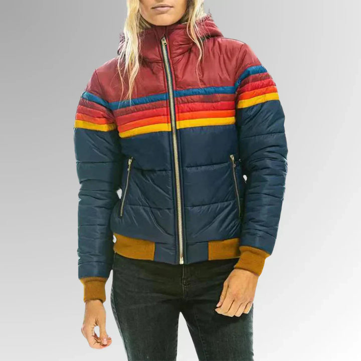 Women’s Retro Striped Puffer Jacket