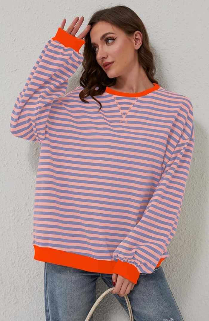 Women’s Striped Knit Pullover Sweater